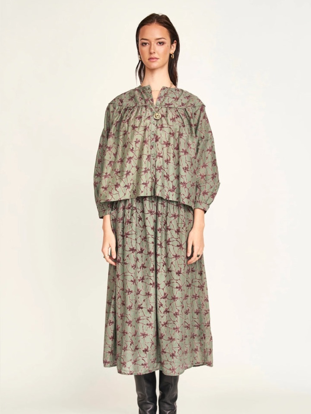 Mirth Oslo Blouse in Shadow Kudzu